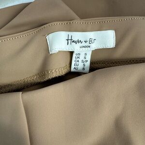 Women's Tan Camel Trousers Wise Leg Pull on Size Small Haver & Blair